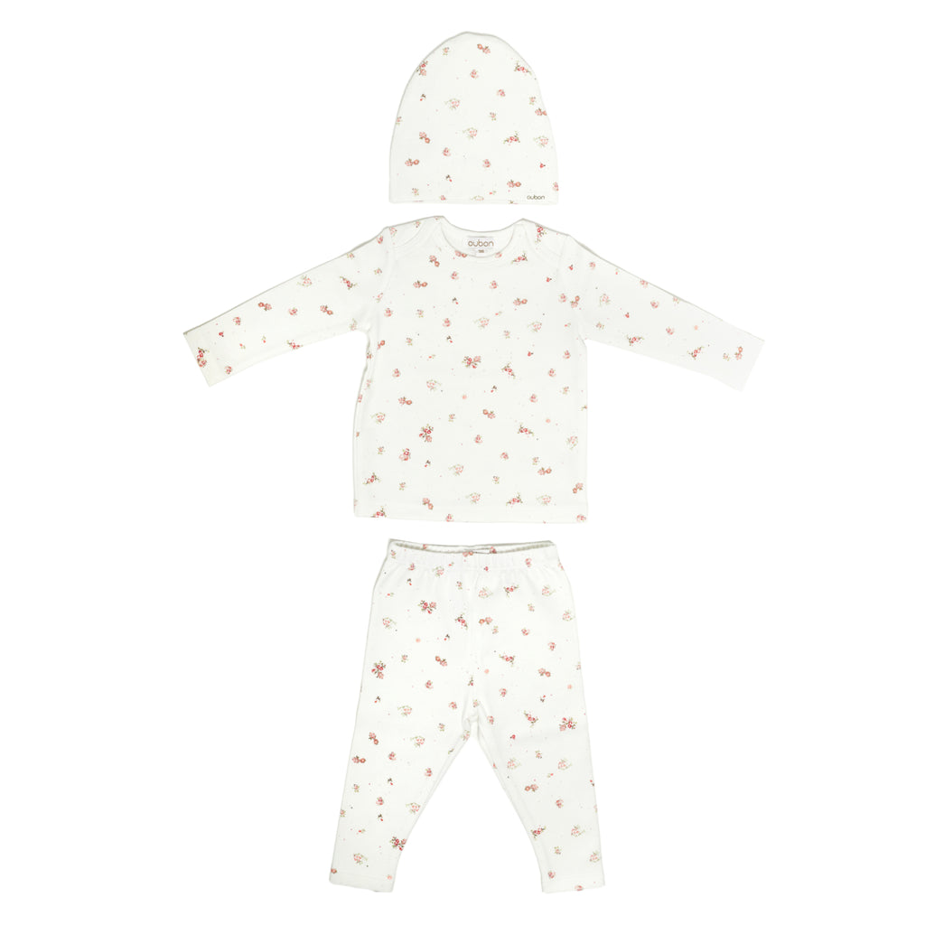 Oubon Baby Pink Floral Three Piece Set