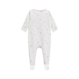 Off White Floral Coral Footie + Hat