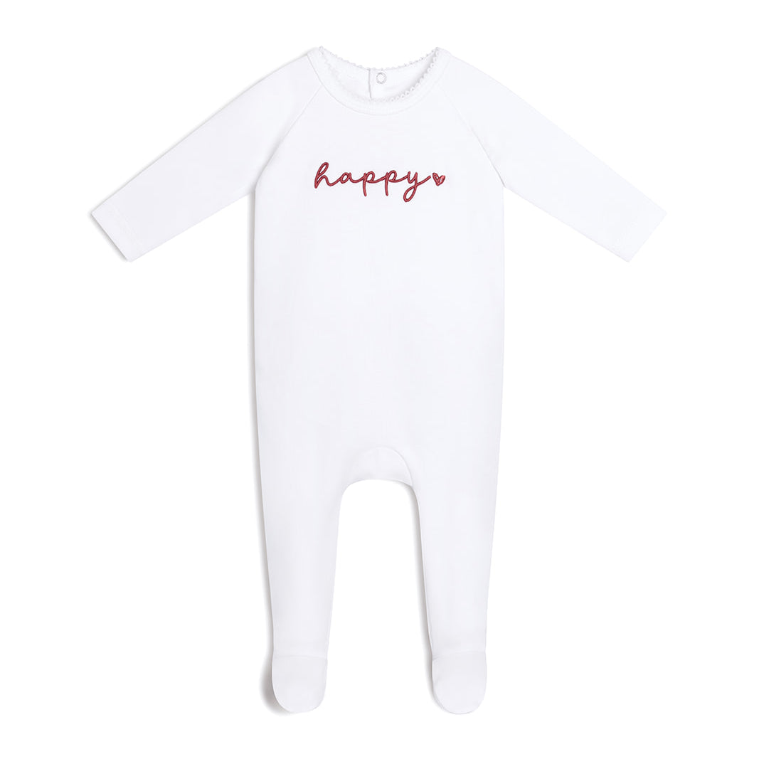 White Embroidered Footie + Hat