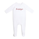 White Embroidered Footie + Hat