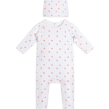 White Floral Footie + Hat And Blanket
