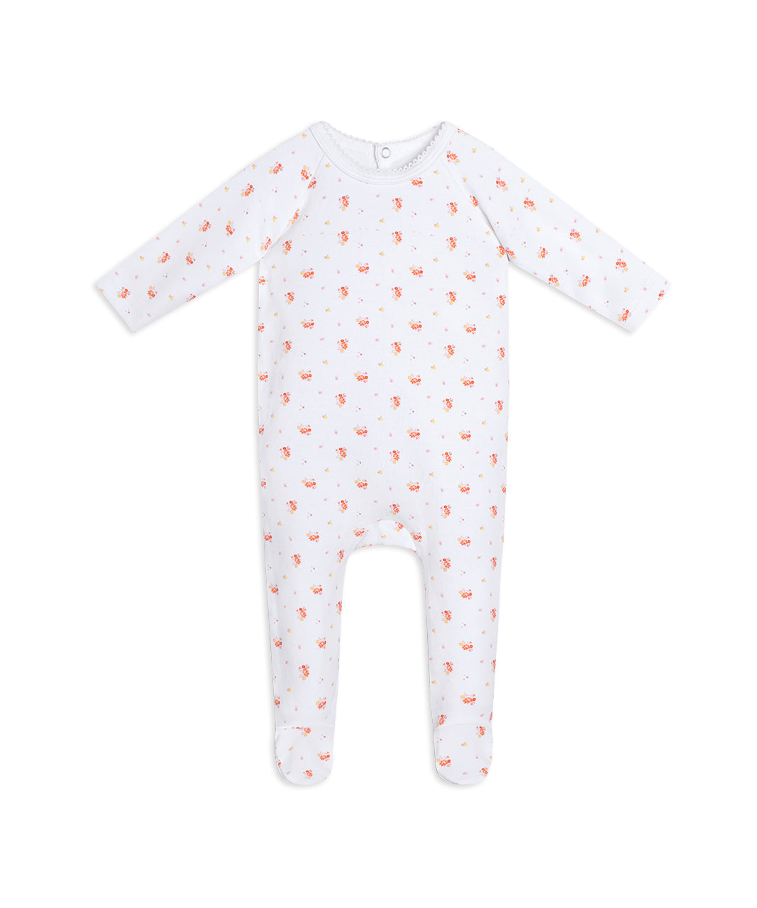 White Floral Footie + Hat And Blanket