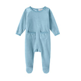Blue Pocket Velour Footie