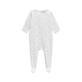 Off White Floral Footie + Hat