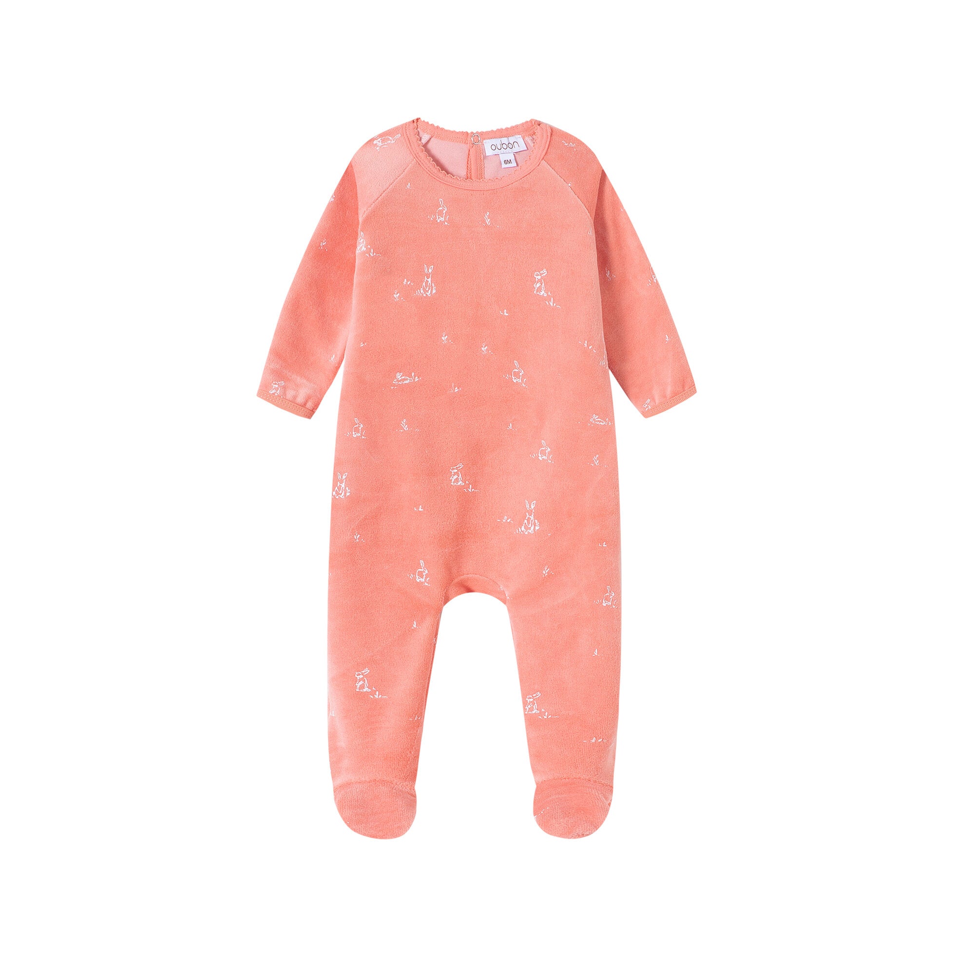 Bunny All Over Print Velour Footie & Hat - Girls