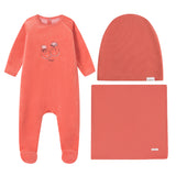 Bootie Print Velour Footie & Hat - Girls
