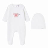 Phone Print Cotton Footie & Hat - Girls