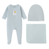 Love Patchwork Cotton Footie & Hat - Boys