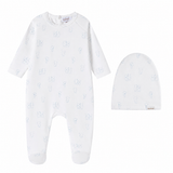 Teddy All Over Print Footie & Hat - Boys