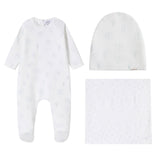 Teddy All Over Print Footie & Hat - Boys