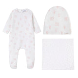 Teddy All Over Print Footie & Hat - Girls