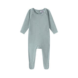 Blue Cotton Allover Star/Heart Print Footie