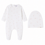 Floral Bud Print Footie & Hat - Girls