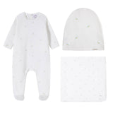 All Over Bird Print Footie & Hat - Boy's