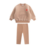 Beige Sherpa Sweat Set - Boys