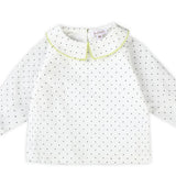 Black Dot Shirt With Lime Trim