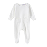 Whie Pocket Velour Footie