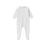 All Over Bunny Print White Ground Blue Footie & Hat