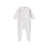 All Over Bunny Print White Ground Footie & Hat - Girls