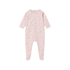All Over Bunny Print Pink Ground Footie & Hat