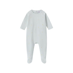 Blue Outlined Heart Print Footie & Hat