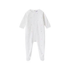 Pink Outlined Heart Print Footie & Hat