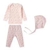 Bunny Print 2 Pc + Bonnet Set - Girls