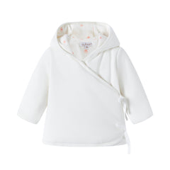 White Wrap Jacket With Heart Burst Lining + Hat - Girl's