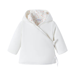 White Wrap Jacket With Heart Print Lining Jacket & Hat
