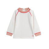 White Sweat Top Contrast Trim - Girl's