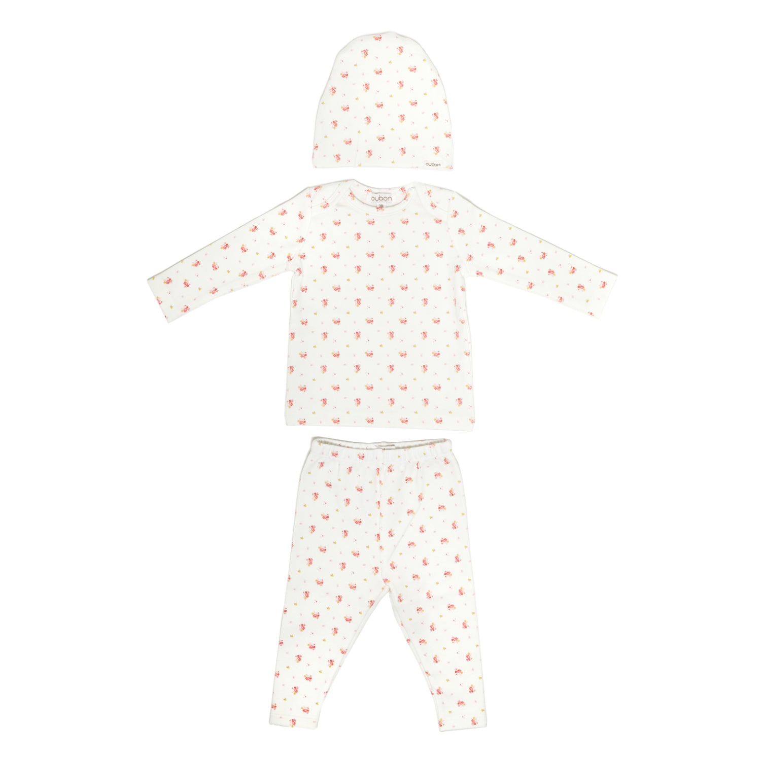 Oubon Baby Red Floral Three Piece Set