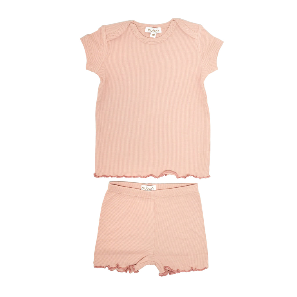 Oubon Baby Ribbed Set in Peach