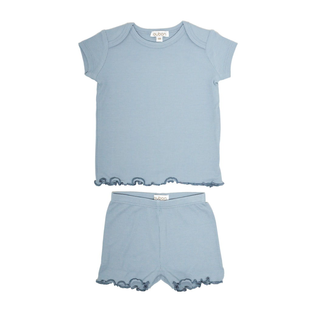 Oubon Baby Ribbed Set in Sky Blue