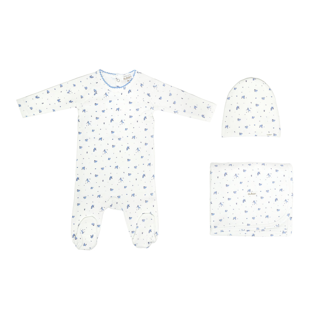 Oubon Baby Twopiece + Blanket Blue Floral