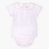Pink Embroidered Round Collar Onesie