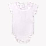 Pink Embroidered Gathered Collar Onesie