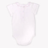 Pink Embroidered Gathered Collar Onesie