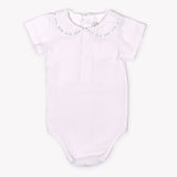 Blue Embroidered Round Collar Onesie