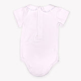Blue Embroidered Round Collar Onesie