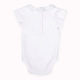Blue Embroidered Gathered Collar Onesie
